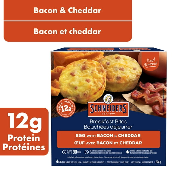 Schneiders Egg with Bacon & Cheddar Breakfast Bites, 4 per pack, 224 g