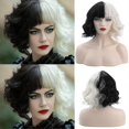 thumbnail image 3 of Pelucas de Cruella de Vil para mujer, cosplay, cabello rizado, pelucas onduladas cortas., 3 of 3