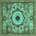 thumbnail image 1 of Ahgly Company Indoor Square Abstract Turquoise Blue Modern Area Rugs, 6' Square, 1 of 4