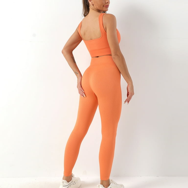 SWSMCLT Women's Outfits Crop Tank Top High Waisted Yoga 2 Piece