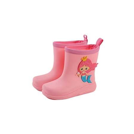 

Rotosw Boys Girls Garden Shoes Wide Calf Rubber Boots Cartoon Rain Boot Outdoor Rainboot Walking Comfort Waterproof Pink Mermaid 11C