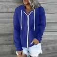 thumbnail image 4 of Xudanell Zip up Hoodie Women Solid Color Simple Oversized Sweatshirt Woven Texture Hoodie Sweater Blue XXL, 4 of 6