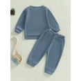thumbnail image 5 of FEORJGP Little Boy Girl 2 Pcs Waffle Outfits 0 6M 12M 18M 2T 3T Toddler Baby Long Sleeve Sweatshirts Letter Embroidery Pullovers Crew Neck Tops with Et Kids Infant Casual Daily Comfy Clothes, 5 of 6