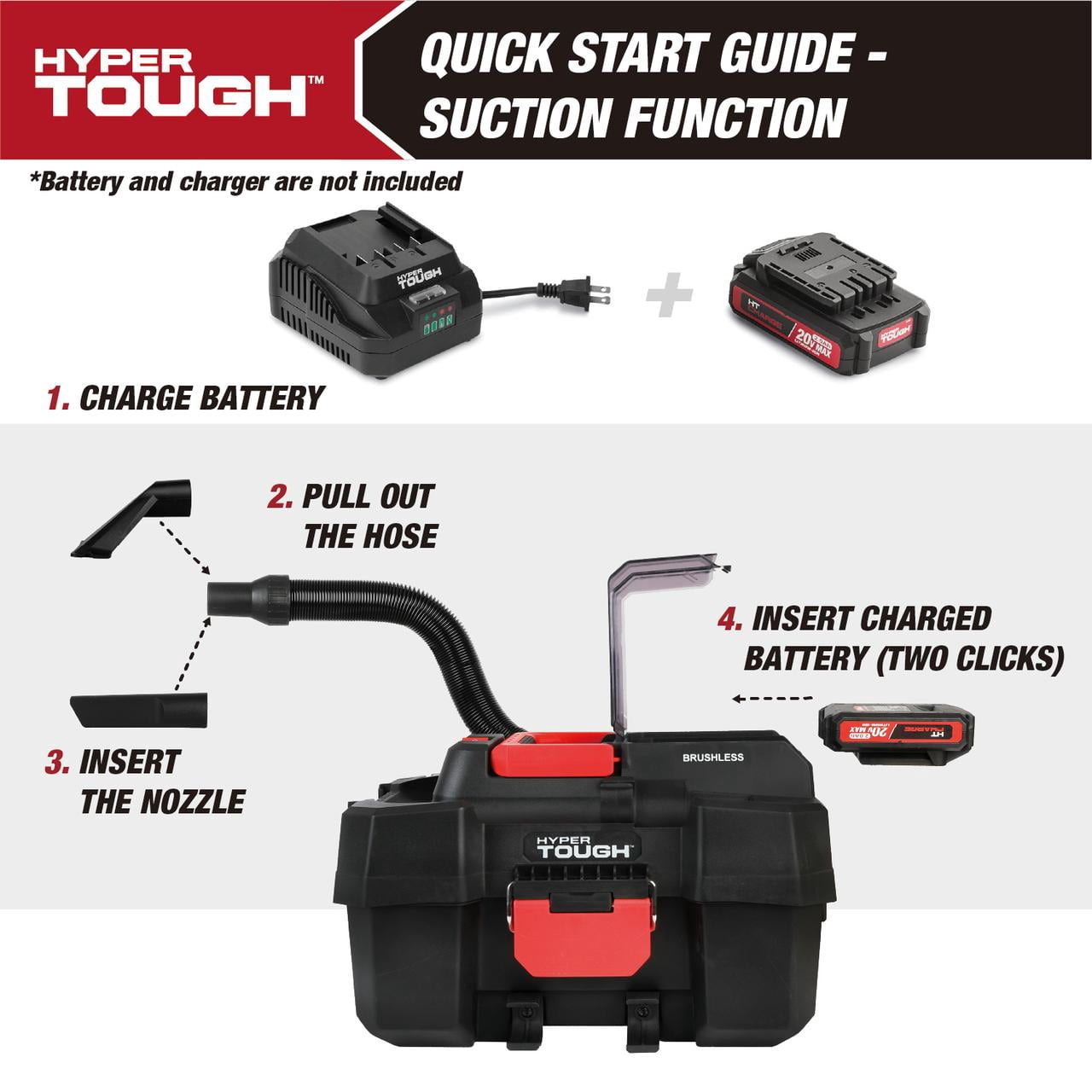 Hyper Tough 20V 3-gallon Wet Dry Vacuum Bare Tool