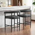 thumbnail image 2 of Modern Upholstered Bar Stools With Foam Filler Of 2, Dark Grey Boucle Fabric, Metal Frame & For Home, Kitchen Island, Dining Room, Cafe Armrest Chairs Fabric, 2 of 7