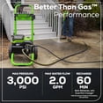 thumbnail image 3 of Hidrolavadora de doble puerto Greenworks de 80 V y 3000 PSI (2.0 GPM), solo con herramientas, lo suficientemente potente como para eliminar la suciedad y mugre molestas en revestimientos, cercas, pati, 3 of 5