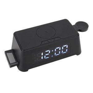 Alarm Clock Wireless Charger, Temperature Display Time Data Display Wireless Charger Watertight Charging Port  for Phone