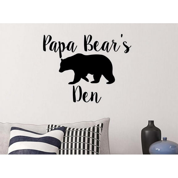 Papa Bear Den 23 x 18 Vinyl Wall Quote Decal Nursery Baby Daddy's Girl Calligraphy Sticker Art Decor Motivational Inspirational Sticker Decorative Lettering Love Arrow Hearts
