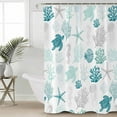 thumbnail image 4 of Nautical Coral Teal Sea Turtle Shower Curtain for Bathroom, Summer Ocean Beach Shell Waterproof Shower Curtains Washable Quick Dry with Hooks Bathtub Curtains 60x72 IN, 4 of 7