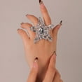 thumbnail image 2 of Cubic Zirconia Star Ring for Women Minimalist Crystal Rhinestone Big Stars Open Engagement Ring Adjustable Statement Wedding Banquet Rings Bands Jewelry, 2 of 12