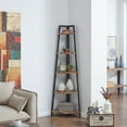 thumbnail image 5 of Danya B. Rustic Free-Standing 5-Tier Pyramid Industrial Corner Shelf in Distressed Wood Finish, 5 of 6