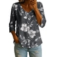thumbnail image 2 of Favoffer Women's Floral Print Button Down Shirts V Neck 3/4 Sleeve Loose Fit Casual Tops Lightweight Blouses for Office Work Vacation Daily, 2 of 5