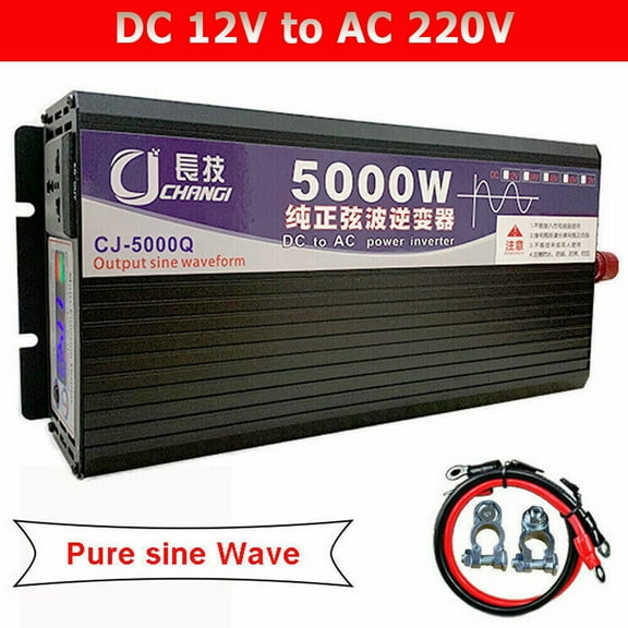 5000W Car Power Inverter, Pure Sine Wave Inverter, DC 12V to AC 220V, LED Display Converter