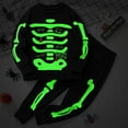 thumbnail image 4 of shoper Boys Halloween Pajamas Set Skeleton Print Glow In The Dark Kids Outfit Soft Sleepwear Casual Long Sleeve Tops and Pants for Toddler Kids Fall Winter Clothes, 4 of 9