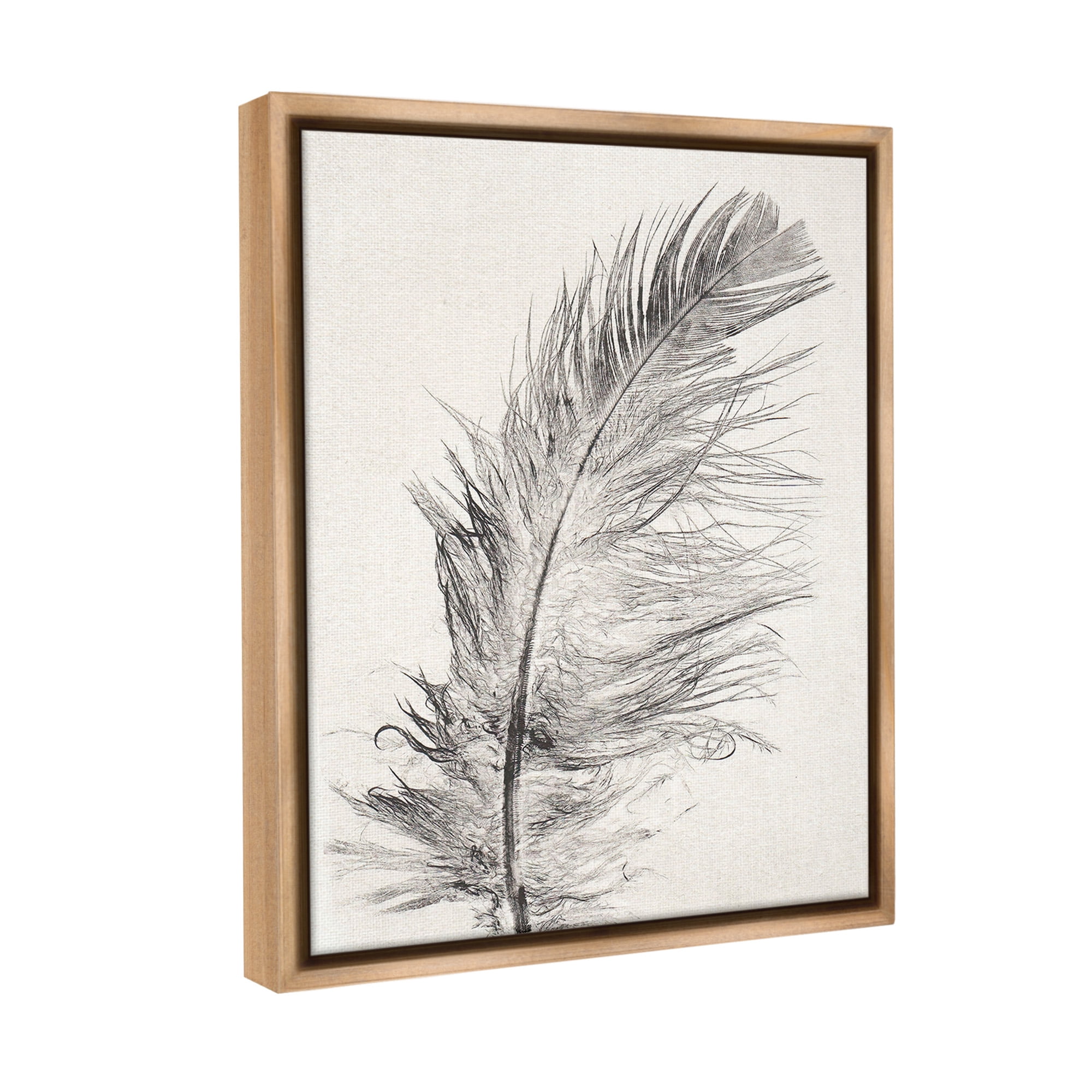 Stupell Industries Boho Windswept Feather Animals & Insects Painting Brown Floater Framed Canvas Art Print Wall Art, 25 x 31
