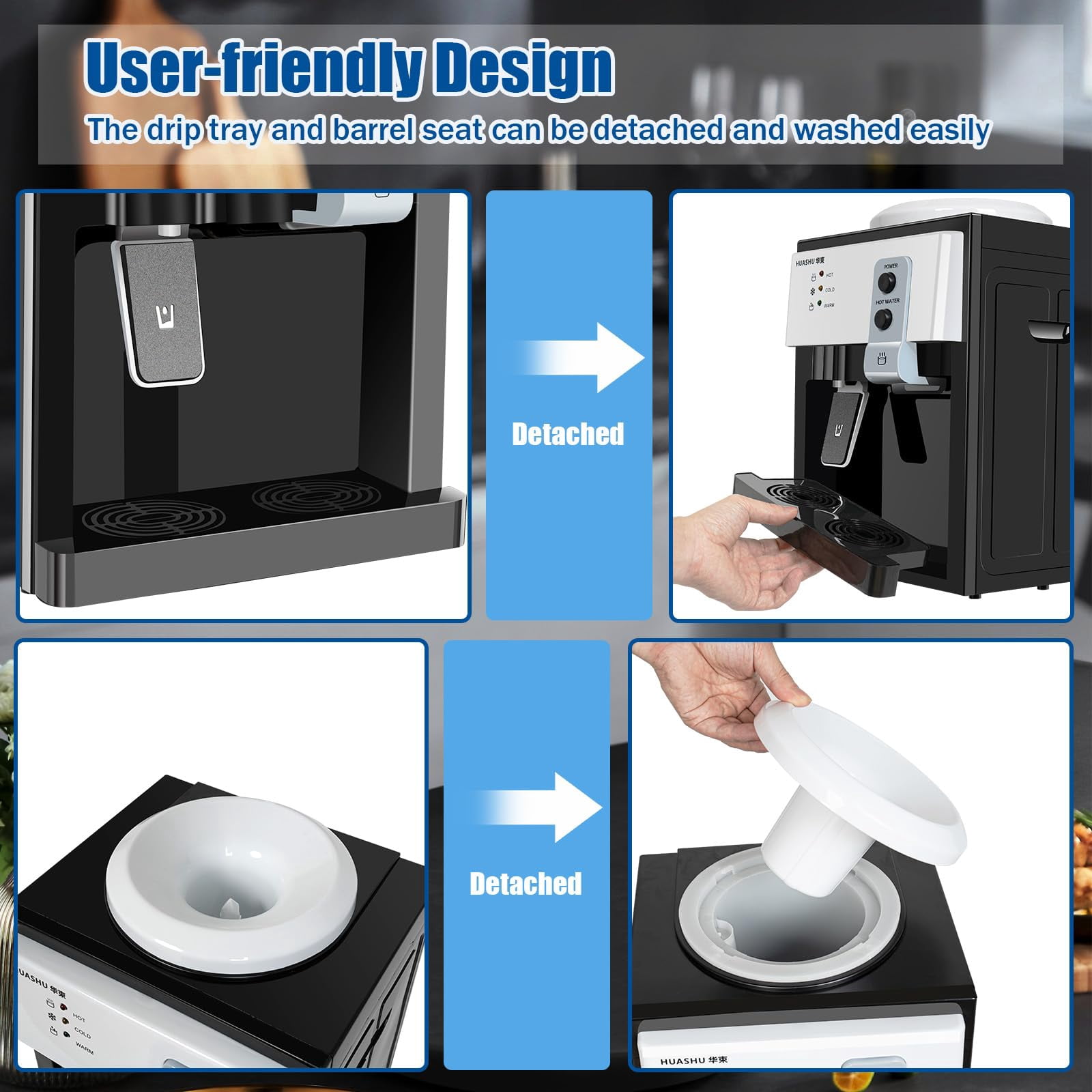 Top-Loading Water Cooler Dispenser - 3-5 Gallon Capacity, Efficient Cooling & Heating, 3 Temperature Settings, Durable Design with Stainless Steel Liner - Ideal for Home, Office, and School Use