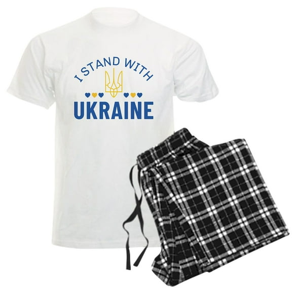 CafePress - I Stand With Ukraine Men's Light Pajamas - Men's Light Loose Fit Cotton Pajama Set