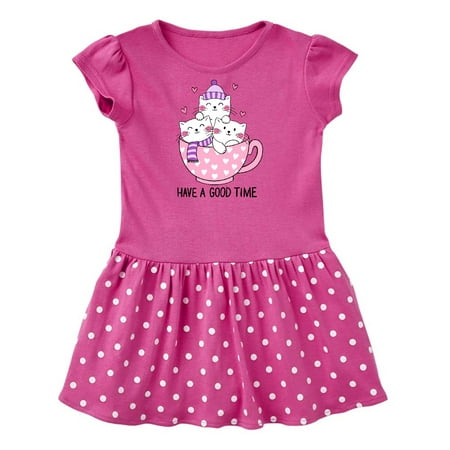 

Inktastic Winter Cats in a Pink Teacup with Hearts Gift Baby Girl Dress