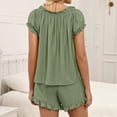 thumbnail image 3 of Chuancc Pajama Set for Women 2 Piece Lounge Set Short Sleeve Tops and Shorts Soft Sleepwear Green XL, 3 of 7
