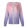 thumbnail image 4 of OTEMRCLOC Nurse Scrubs for Women Long Sleeve Pocket Working Collar Gradient Single-breasted Overalls Cardigan Jacket Top, Light Purple/3XL, 4 of 5