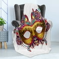 thumbnail image 4 of Mardi Gras Soft Flannel Fleece Throw Blanket, Ornate Floral Details on Yellow Eye Traditional Holiday Carnival Festival, Cozy Plush for Indoor and Outdoor Use, 50" x 60", Multicolor, by Ambesonne, 4 of 5