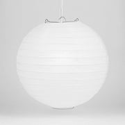 Luna Bazaar Paper Lantern (10-Inch, Parallel Style Ribbed, White) - Rice Paper Chinese/Japanese Hanging Decoration - For Home Decor, Parties, and Weddings