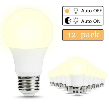 LOHASLED A19 LED Outdoor Bulb with Dusk-to-Dawn, 6Watts(40W), 500 LM, 5000K Daylight Deluxe, Auto on/off Photocell Sensor,12 Packs"