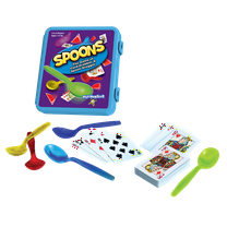 PlayMonster Spoons in a Case, Fun Family Card Game, 3-6 Multi-Player, Children Ages 7 