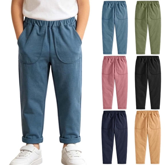 DJDLJWCJ Little Boys School Uniform Pants Straight Leg Elastic Waist Lightweight Casua Pants Summer Breathable Jogger Pants Pink Size 12