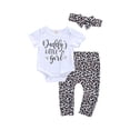 thumbnail image 6 of Qiylii Baby Girls Clothes Set, Letter Bodysuit+Leopard Trousers+Headband, 6 of 7