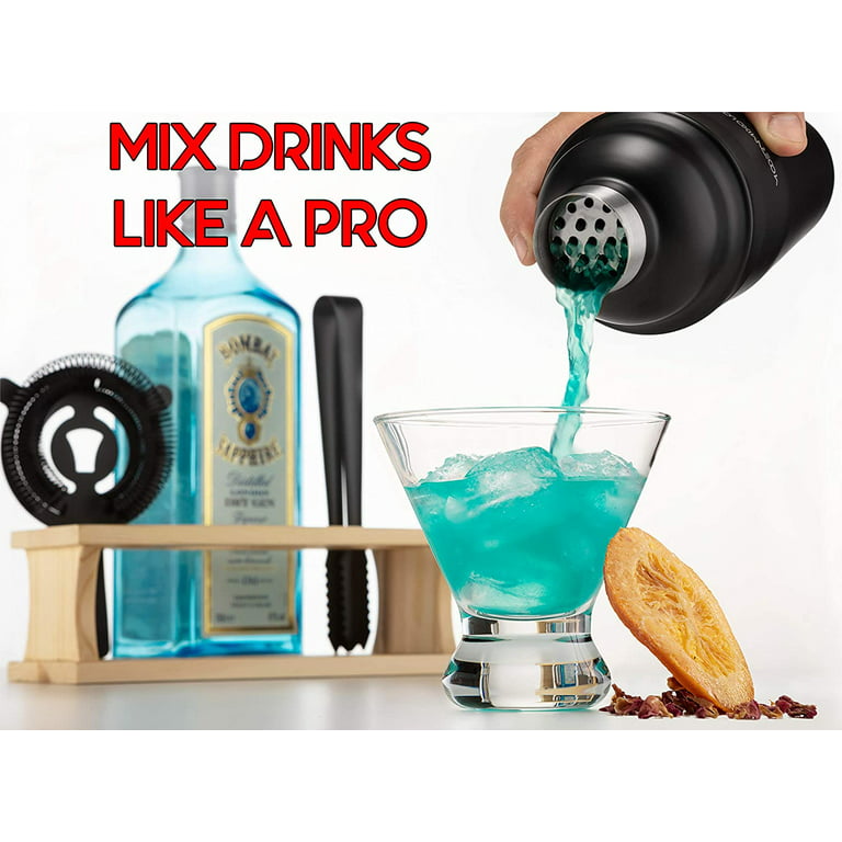 Modern Mixology Mixology Cocktail Shaker Set Drink Mixer, 8-Piece Portable Bartender Kit with 24oz Martini Shaker Barware Tool Set, 2 Pourers, Muddler