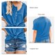 thumbnail image 5 of Top con botones para mujer, color puro, dobladillo irregular, transpirable, informal, holgado, para picnic, azul, L, 5 of 6