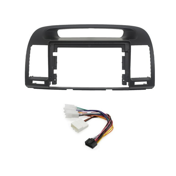 9'' Car Radio Stereo Dash Frame Fascia Bezel Panel w/Power Harness Cable Compatible for  Toyota Camry 2000~06 Trim