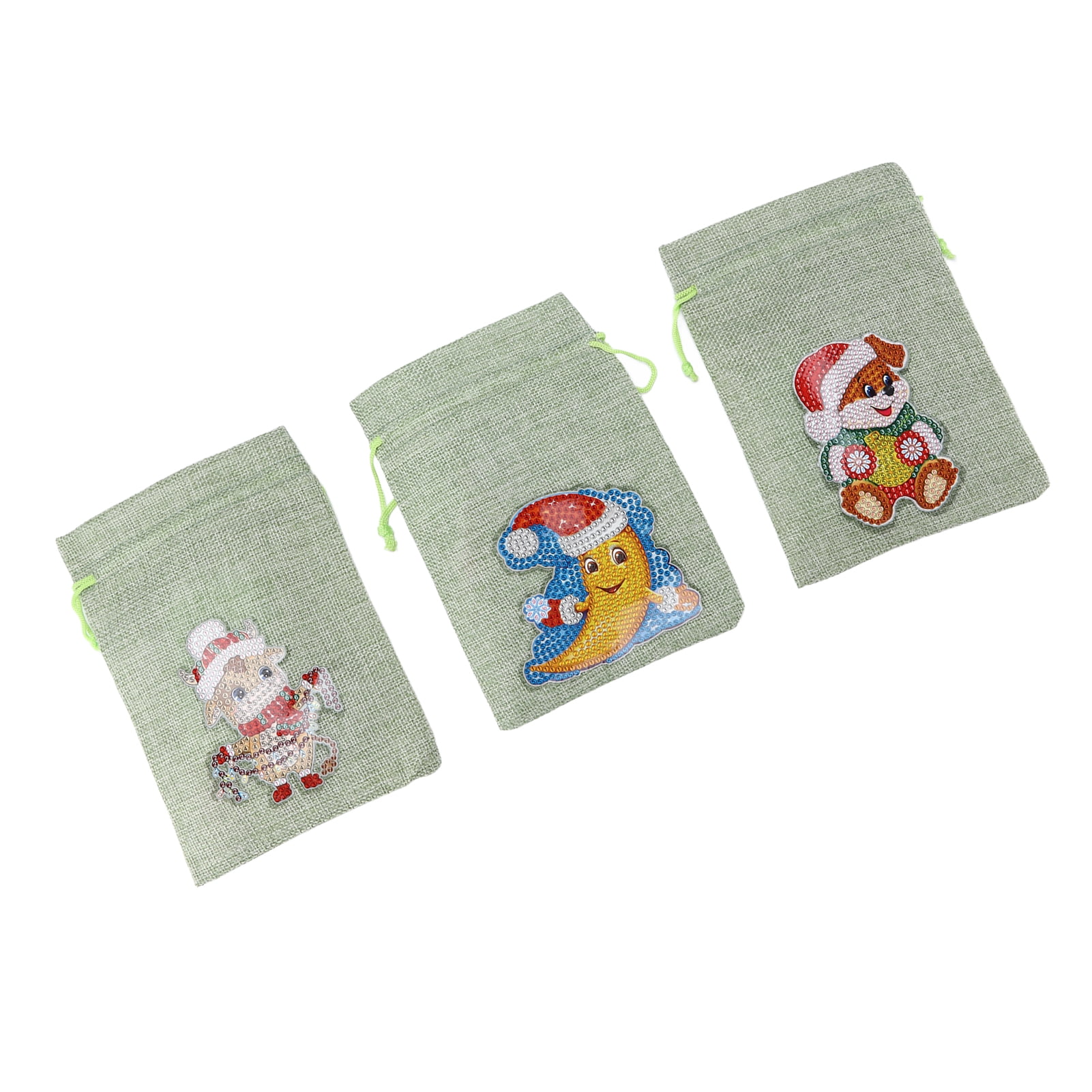 Little Gift Bags Bulk, Xmas Linen Bags Sealing Design 3Pcs Cute