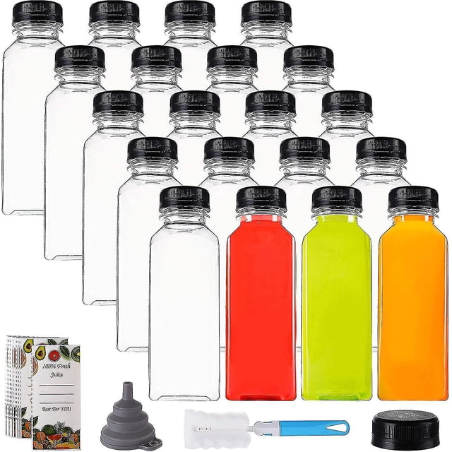 Paquete de 20 botellas de jugo Sailing de plástico de 12 oz con tapa negra