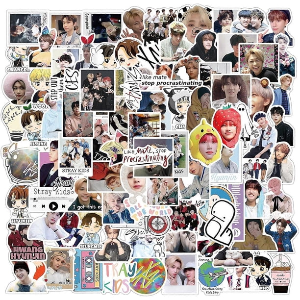 100Pcs Stickers for Stray Kids, Repeating Waterproof Stickers for Kids Adults, Korean Pop Vinyl Laptop Stickers