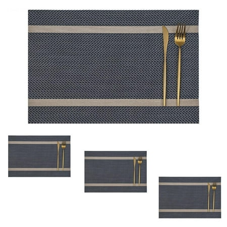 

Placemats Mats Set of 4 PVC Kitchen Ideal for the Kitchen Table Non-Slip and Washable Indoor/Outdoor Use Table Mats45*30cm Blue