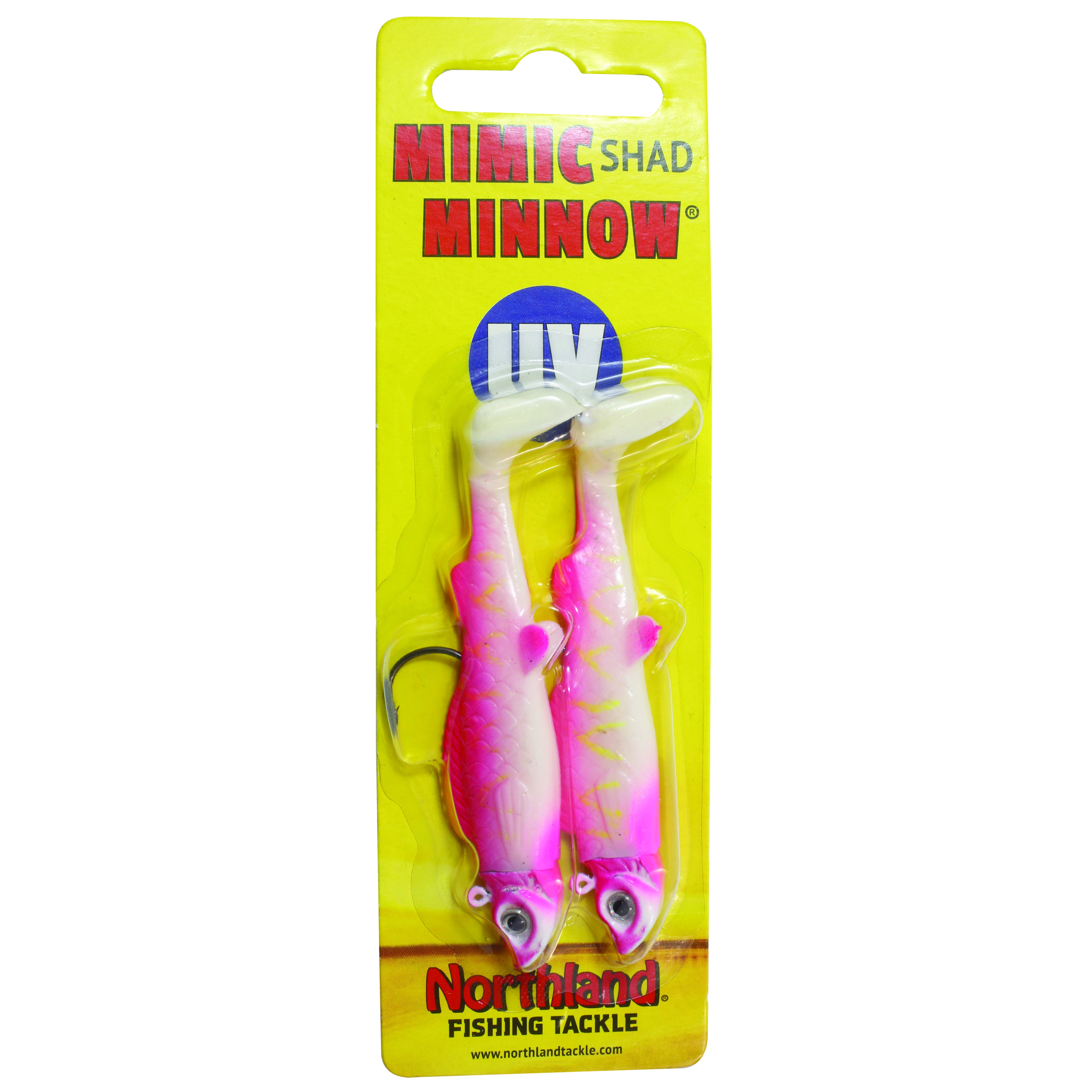 Northland Fishing Tackle UV Mimic Minnow Jig Fishing Lure for Bass - UV Pink Tiger - 1/32 oz
