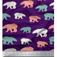 thumbnail image 1 of Soimoi Purple polyester Crepe Fabric Colorful Polar Bear Animal Print Sewing Fabric Yard 52 Inch Wide, 1 of 5