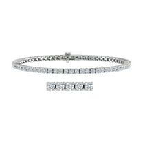 FINEROCK 1/5 Carat Diamond Bracelet In 10K White Gold - 7 Inch Chain With Natural, Prong-Set Diamonds