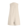 thumbnail image 5 of Women's Summer Cotton Romper Sleeveless V-Neck Button-Down Loose-Fit Casual with Pockets Beige S(S), 5 of 6