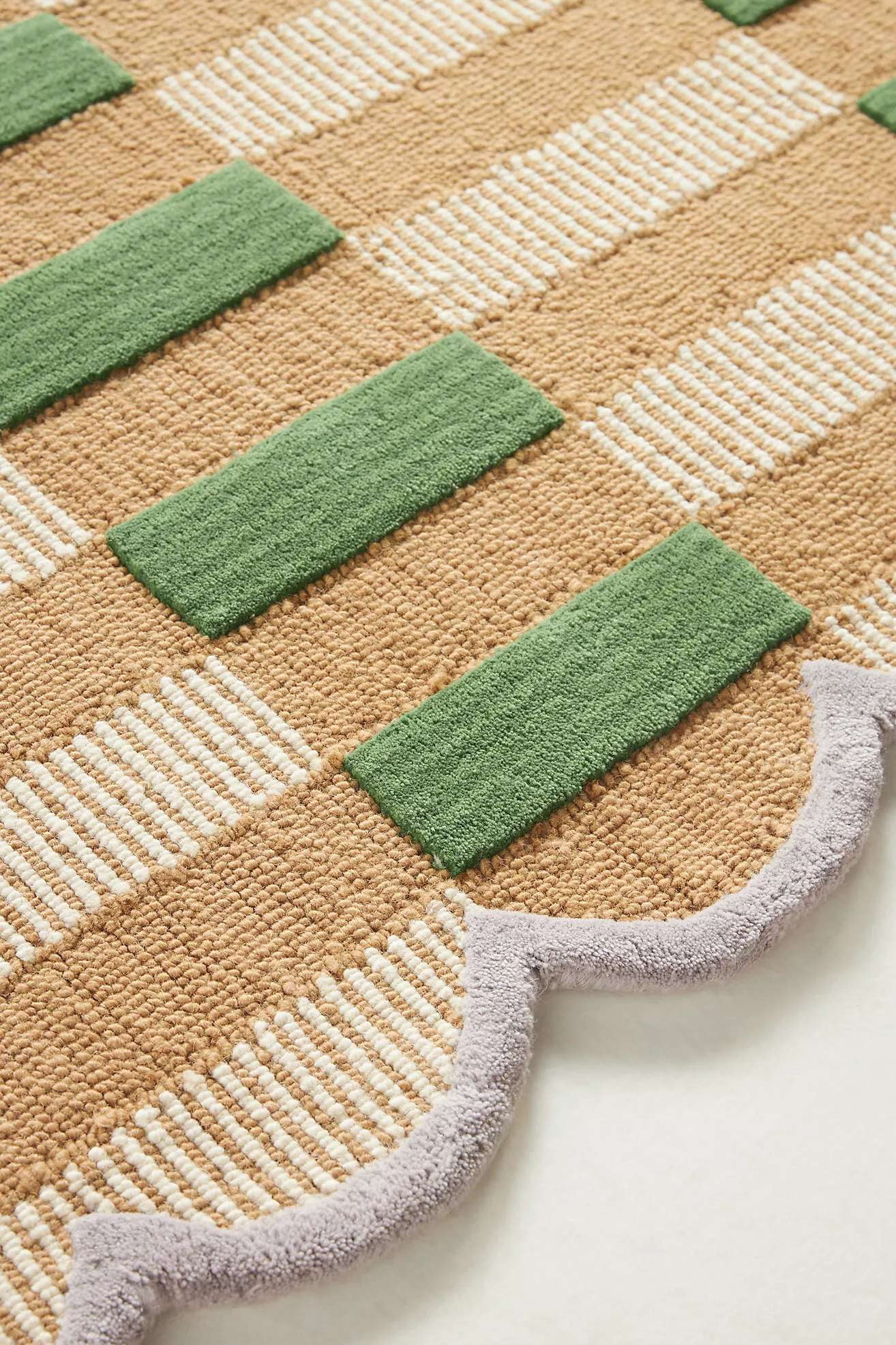 Eclatique Rug Modern Collection Tufted Area Rug, Beige Geometric, 8 x 10, Non-Slip Backing