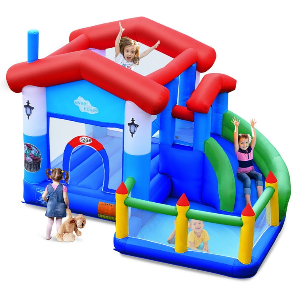 Aimee Lii Kids Inflatable Bounce Slide Castle Ball Pit without Blower, Kids Bounce House for 5-10