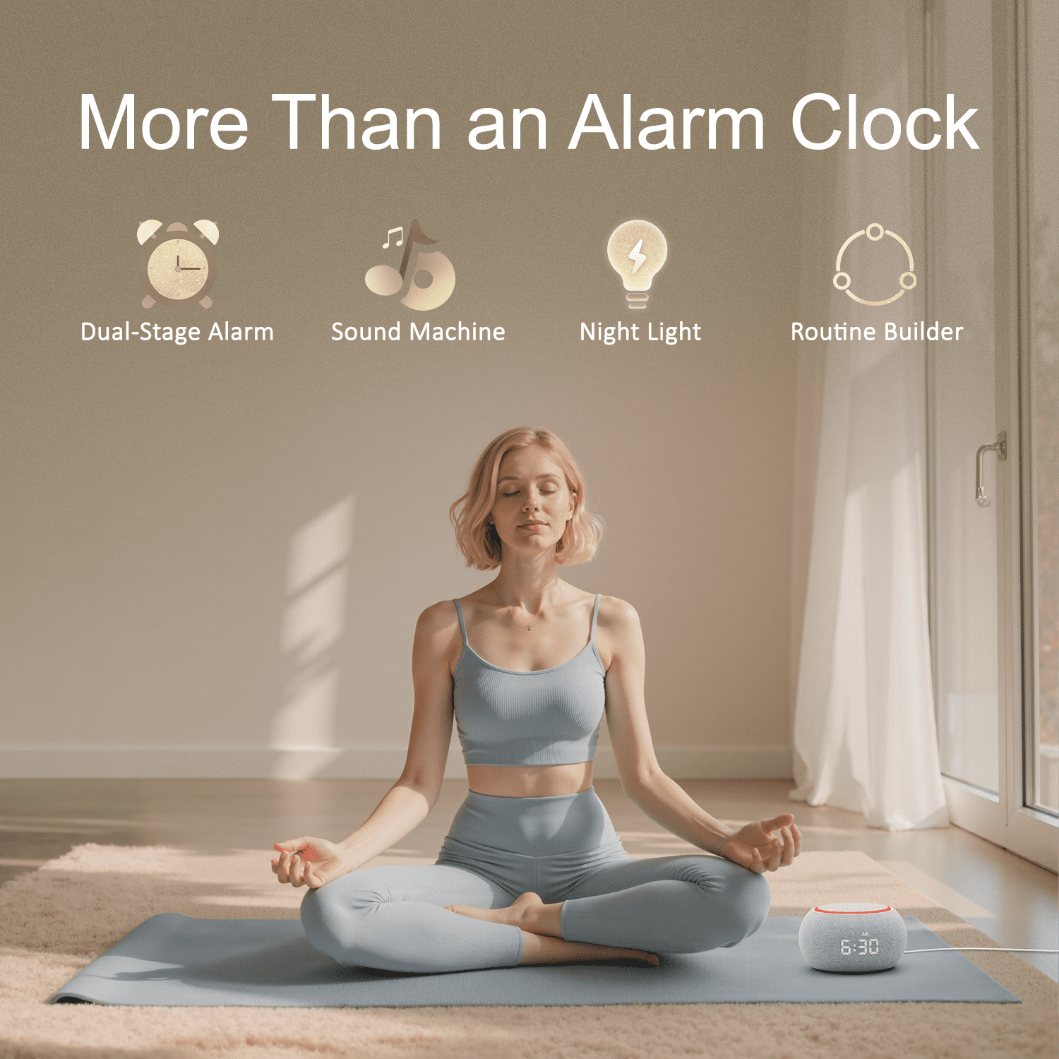Hotmoon Luna Pro Smart White Noise Sound Machine, Alarm Clock for Bedroom, APP Control, Custom Button, Sleep Trainer, Routine Builder, 507 Soothing Sounds, Adult Mindfulness Meditation