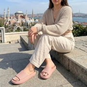 Cushionaire Feather Pillow Slide Sandals for Women – Comfortable and Squishy Slip On Womens Slippers, Indoor Outdoor Shower Shoes, Beach Essential Cloud Slides
