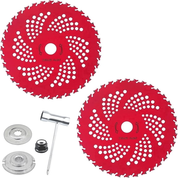 HXXF 2 Pack 9" x 36T Carbide Tip Brush Cutter Blades Weed Eater Blades for Brush Cutter, Trimmer, Weed Eater, with Universal Adapter Kit