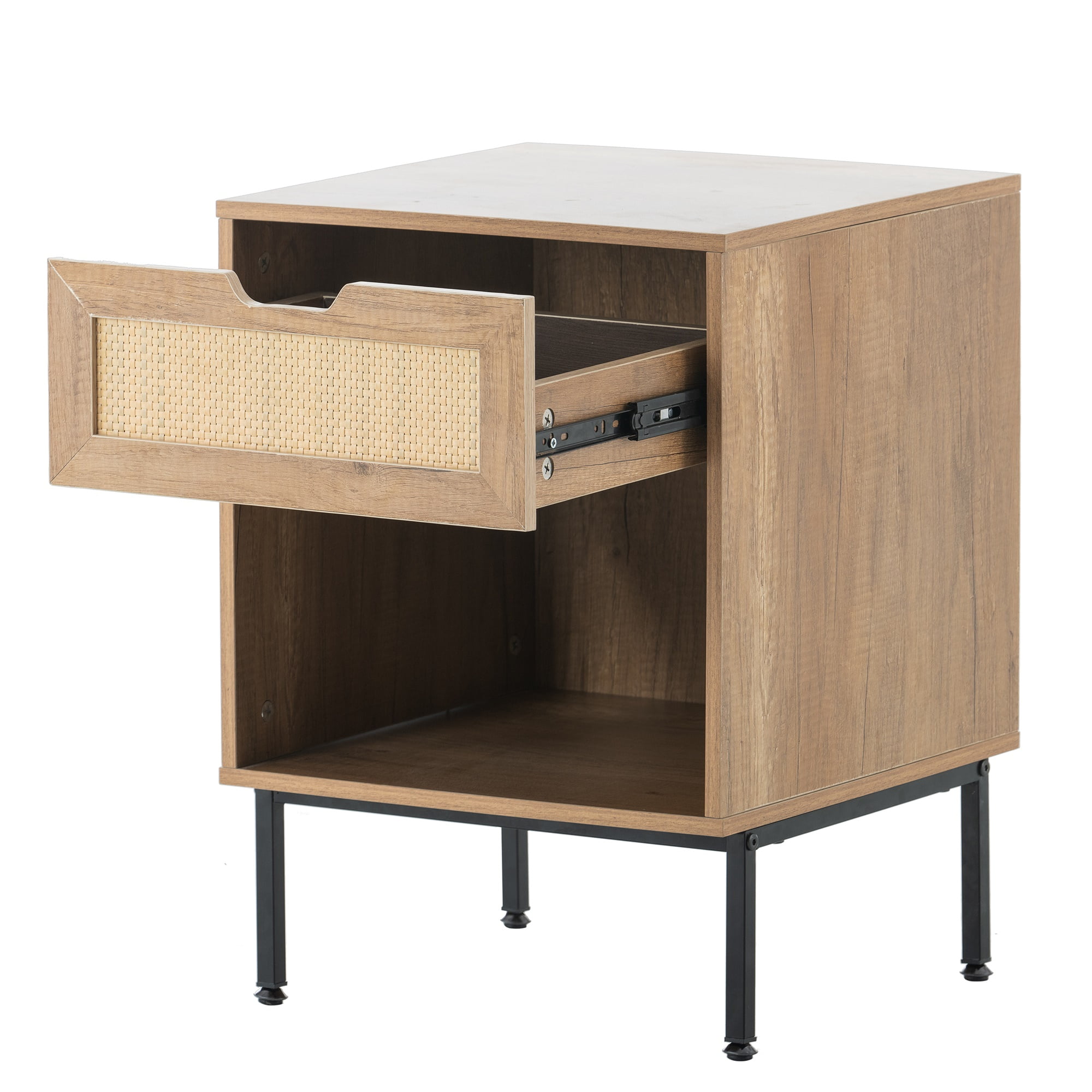 Kadyn Rattan Nightstand, Natural Bedside Table with Drawers and Open Shelves for Bedroom Kadyn Rattan Nightstand, Natural Bedside Table with Drawers and Open Shelves for Bedroom