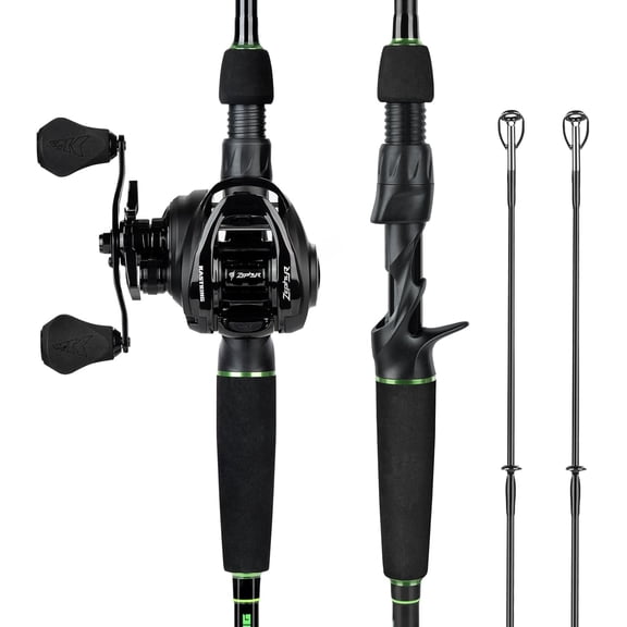 KastKing Baitcasting Fishing Rod and Reel Combo, 6'0" Medium Light/Medium Dual Tip Rod, Left Handed, Freshwater Zephyr