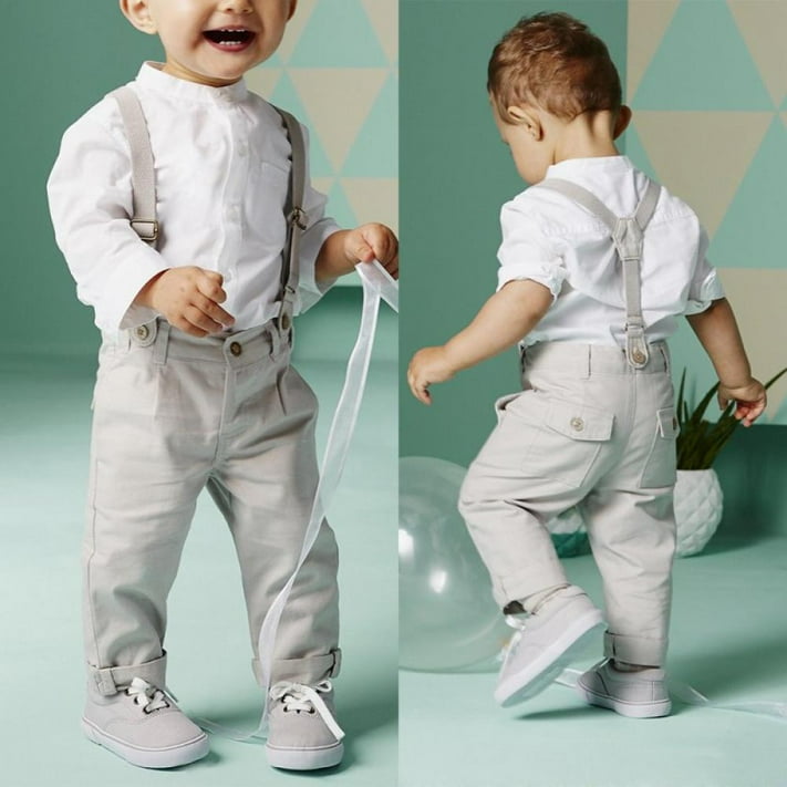 [BRAND CLEARANCE!!!] 26Y Baby Boy Toddler White Tshirt Top Shirt +Bib