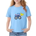 thumbnail image 3 of Piuwrlz Blue Short Shirts Sleeve Toddler Girls Graphic T-Shirts Crew Neck Pullover Blue Size 5-6 Years, 3 of 7